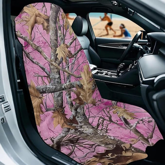 SEANATIVE Car Seat Towel Covers with Storage Bag Seat Post Workout Sweat Washable Cover for Car Towel for Dog Pet Workout Outdoor Sport Activities, Pink Camouflage Hunting Print - Image 2