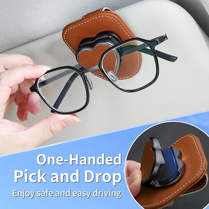 Sunglass Holder for Car, Heart Shape Leather Car Visor Sunglasses Holder, Universal Car Interior Visor Accessories - Image 8