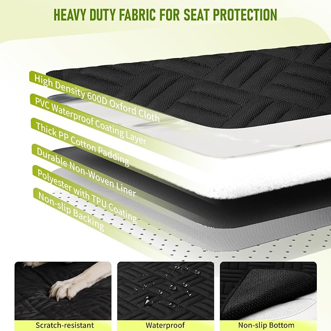 Dog Car Seat Cover for Back Seat, Waterproof 600D Oxford Dog Hammock | for Full-Size Trucks/SUVs, Non-Slip Scratch Proof Pet Car Seat Protector with Mesh Window, Easy to Clean & Install, 60 Inch - Image 4