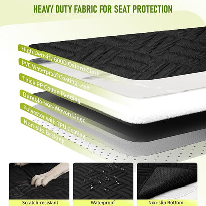 Dog Car Seat Cover for Back Seat, Waterproof 600D Oxford Dog Hammock | for Cars/SUVs/Trucks, Non-Slip Scratch Proof Pet Car Seat Protector with Mesh Window, Easy to Clean & Install, 54 Inch - Image 4