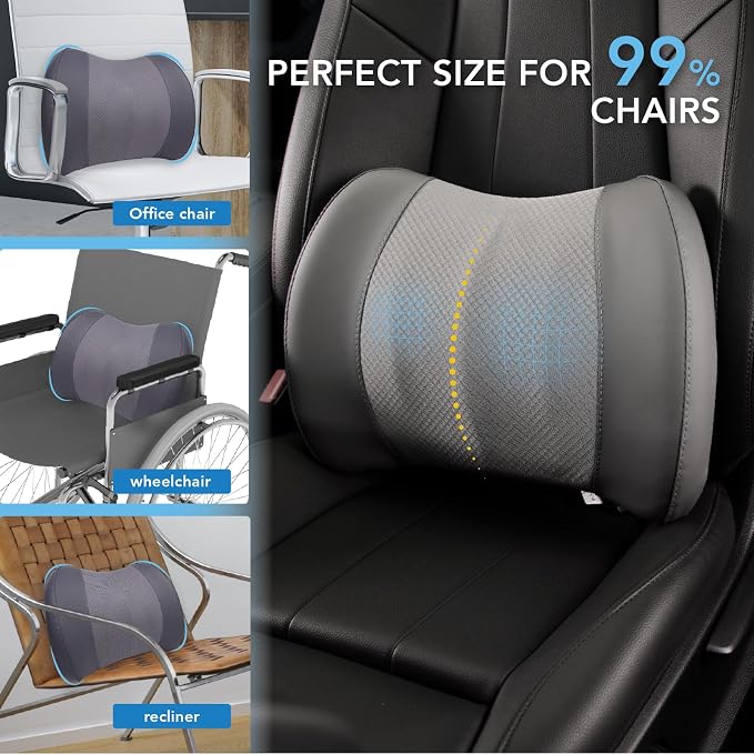 Lofty Aim Lumbar Support Pillow for Car, Car Seat Back Support for Driving | Memory Foam Car Lumbar Support for Driving Seat, Car Back Cushion, Adjustable Straps, Lower Back Pillow, Dark Grey - Image 9