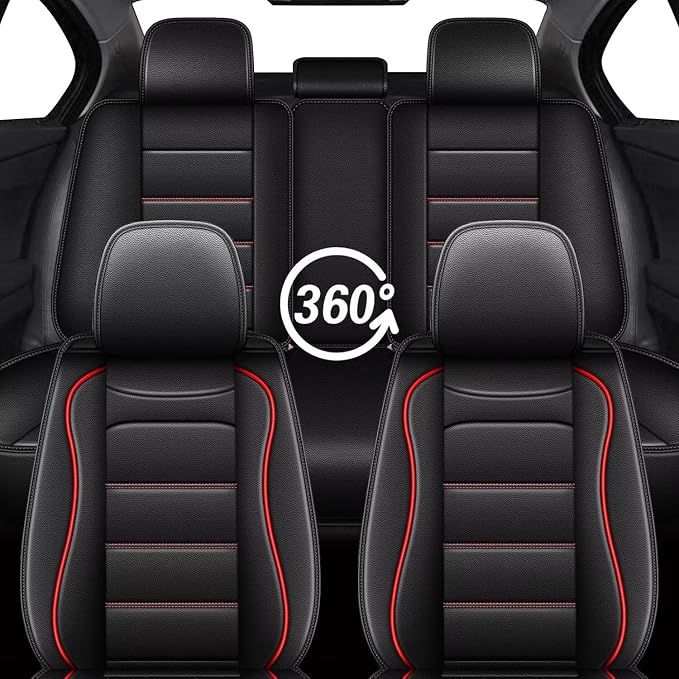 IKABEVEM Car Seat Covers for Acura MDX 2004-2025 2026 Full Set(5 Seats) | Luxury Fuax Leather, Waterproof, Airbag Compatible, Easy to Install, Scratch‑Resistant Seat Protection, Redline - Image 7
