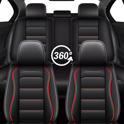 IKABEVEM Car Seat Covers for VW/Volkswagen Taos 2022-2026 Full Set(5 Seats) | Luxury Fuax Leather, Waterproof, Airbag Compatible, Easy to Install, Scratch‑Resistant Seat Protection, Redline - Image 7