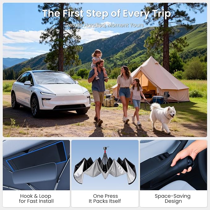 REEVAA Windshield Sun Shade Umbrella for Sedan Cars & SUV, S(54" x 31") | Stay Cool in Summer, 6-Layer Heat Defense Blocks Sun & Heat, Precision Fit for Sedan Cars & SUV, Durable 12-Rib Frame - Image 9