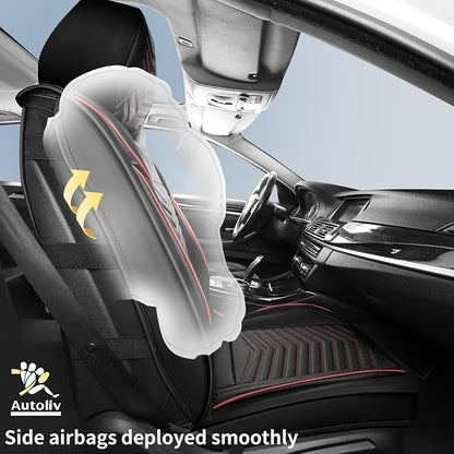 HChengkikz Nappa Leather Car Seat Covers Full Set, Car seat Protector 5 Seats, Waterproof Car Seat Cushion, Universal Automotive Seat Covers Fit for SUV Truck Pick-up Sedan, Front and Rear | Easy Maintenance, Airbag Compatible, Universal Fit For Most S... - Image 3