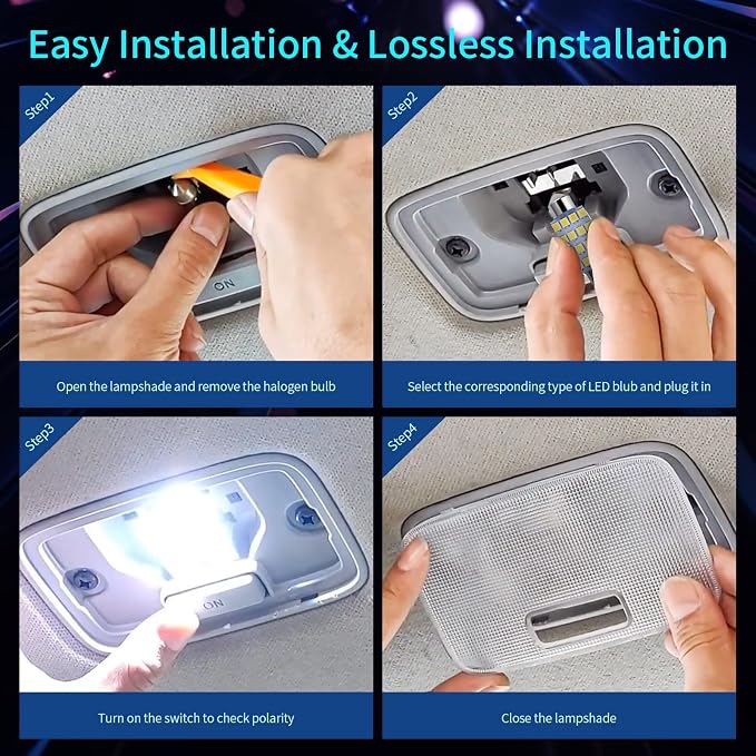 Zakolak 42 Pieces Interior Car Lights, Super Bright White Dome Map Tail Cab Lights Bulb Kit Set , DE3175 T10 31mm 41mm 194 LED Bulb for Your Trucks Width Lamp(White) - Image 5