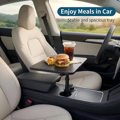 Car Desk for Laptop,，car Cup Holder Tray Car Table & Car Tray with 360° Rotating Cup Holder,Adjustable Height,Compatible with Tesla Model 3/Y/S, Ford，Toyota Sienna/Most Vehicles - Image 4
