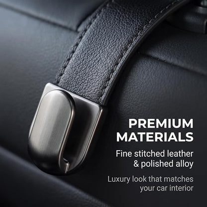 2PCS Leather Metal Car Headrest Hanger, Simple Style Car Seat Headrest Hooks, Multi-Purpose Car Seat Back Organizers, Universal for Purses, Handbags, Bags (Black) - Image 6