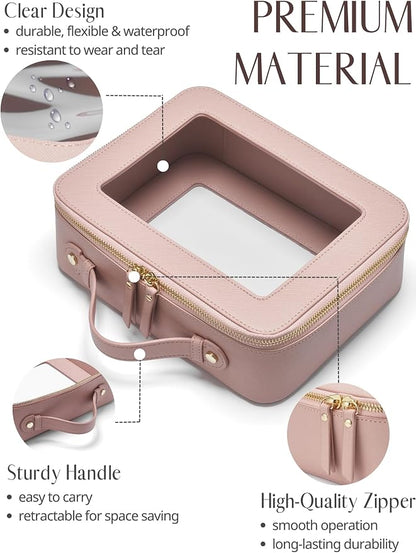 Clear Makeup Bag Travel Cosmetic Case Toiletry Bag with Zipper Make Up Case Traveling, Stone, Medium and Large - Image 5