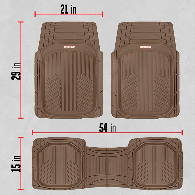 Motor Trend FlexToughXL DeepDish Floor Mats for Cars, Full Set All-Weather Rubber Automotive Floor Mats Waterproof Heavy Duty Car Mats Flexible Floor Liners for Car Truck Van SUV Car Floor Mat (Brown) - Image 4