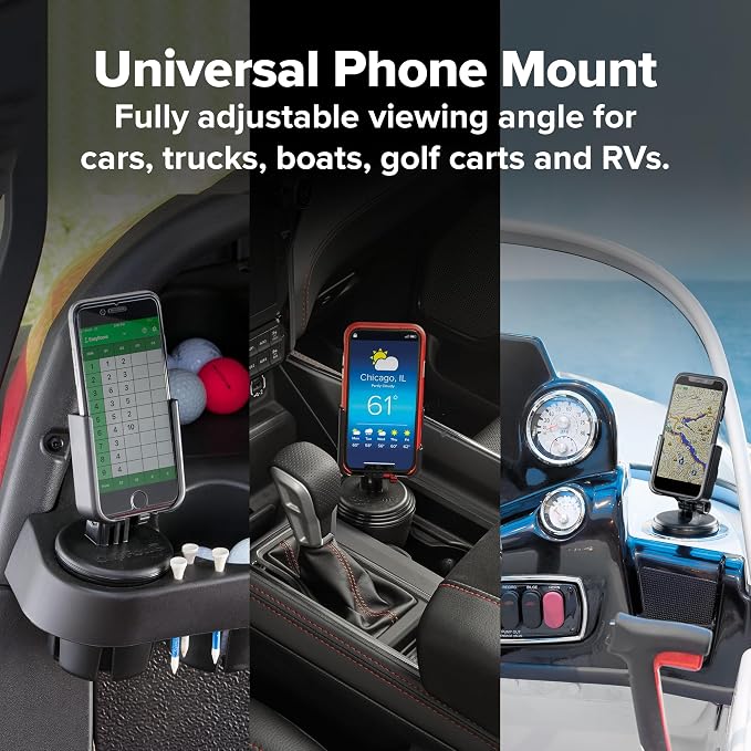 WeatherTech CupFone, Universal Cup Holder Phone Mount for Cars – Adjustable & Secure Fit, Hands-Free Phone Holder with Open Access for Charging – Compatible with iPhone, Android - Metal Knobs, Red - Image 6