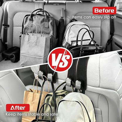 Car Headrest Hook, Car Seat Headrest Hooks and Purse Hook for Car, Leather Seat Back Organizer with Phone Holder, Universal Hidden Storage for SUV/Truck (Light Blue-2Pack) - Image 5
