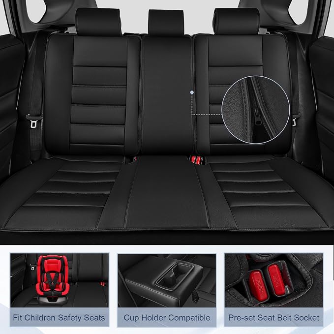 IKABEVEM Car Seat Covers for Kia Seltos 2021-2023 2024 2025 2026 Full Set | Custom Fit,Waterproof Faux Leather,Scratch Resistant,Fully Wrapped,Easy to Install & Wipe Clean,Black Interior Seat Protector - Image 2