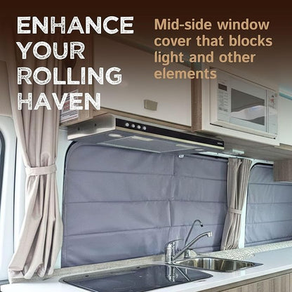 Living in a Bubble Insulated Blackout Mid Left Side Window Cover for Mercedes Sprinter Van Year 2007-2026 170" Length LWB & XLWB, NCV3 & VS30 (Bare Metal Frame) - Image 3