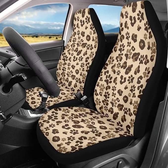 Brown Dog Paw Car Seat Covers Front Set – 2 Front Seat Covers for Cars, Breathable&Washable Car Seat Cover Set, Automotive Interior for Auto Trucks Van SUV - Image 2