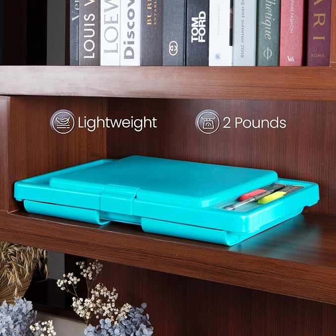 Loddie Doddie Foldable Lap Desk for Adults, Bed Tray, Teal Blue, 9.75"x12" | Portable Desk, Car Seat Tray for Road Trips, Storage Pocket, Lap Desk Kids, Folding Desk Bed Table - Image 7