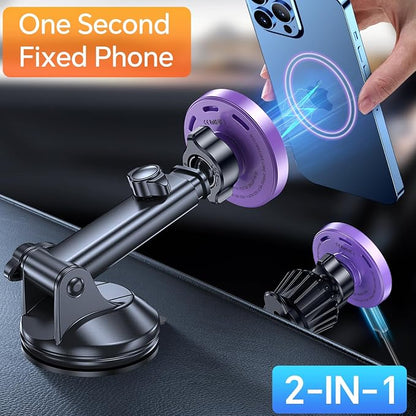 Coolpow for MagSafe Car Mount Charger【Ultra Magnet】 Magnetic Phone Holders for Your Car Charger【Windshield+Vent+Dash】 Magnetic Wireless Car Phone Holder Charger Car Mount for iPhone 17 (Purple) - Image 8