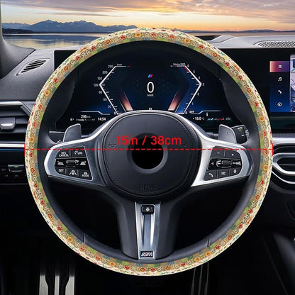 Steering Wheel Cover Neoprene Material Most Cars Men&Women Universal 15 inch Premium Non-Slip Spring Steering Wheel Protector Floral Car Accessories - Image 3