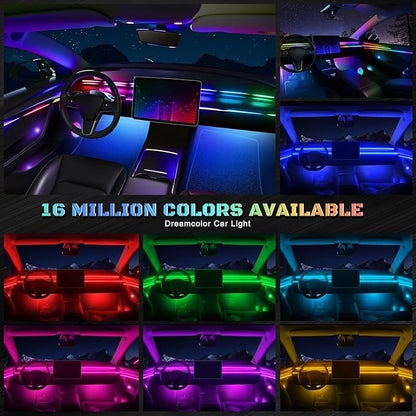 Dreamcolor Acrylic Interior Car LED Strip Light with Wireless APP, RGB 22 in 1 with 175 inches 612 LEDs Fiber Optic Strip Lights for Car, Dual Zone Symphony Neon Car Ambient Lighting - Image 2