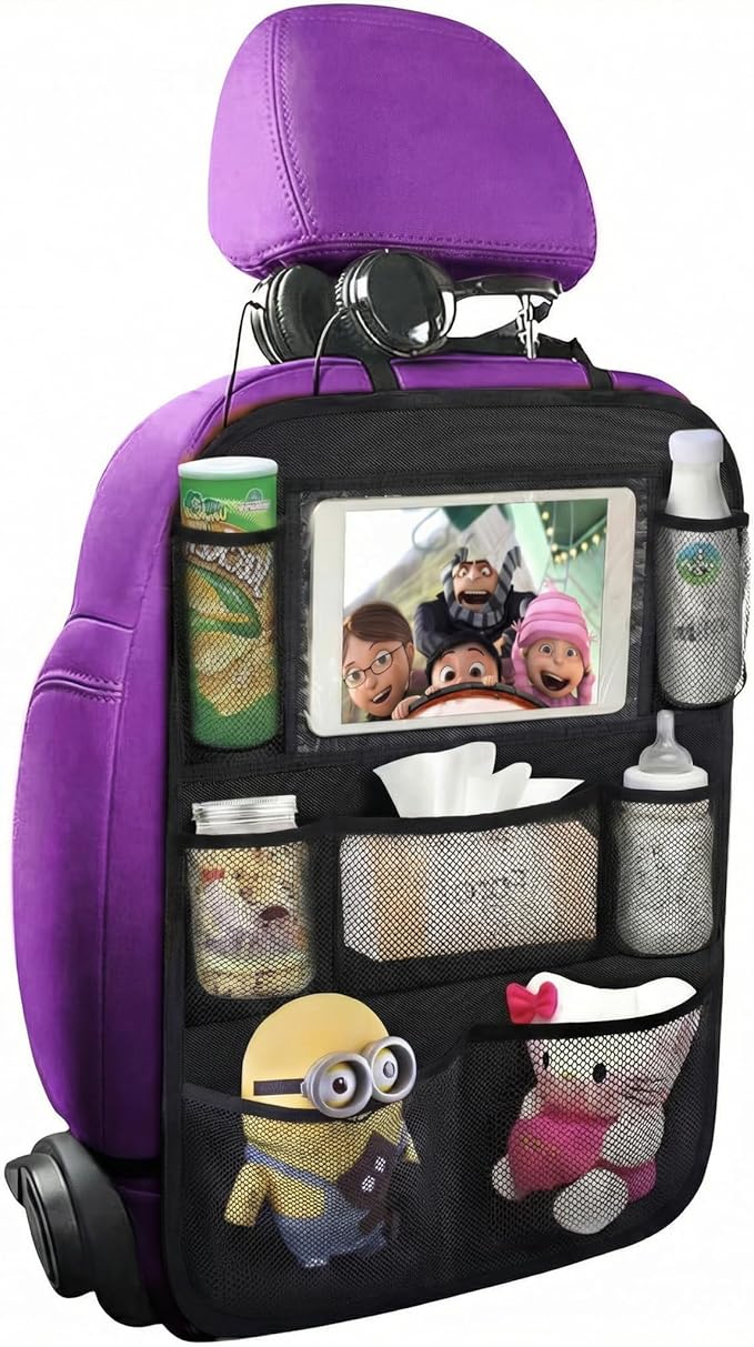 ONE PIX Backseat Car Organizer Mats Back Seat Organizers and Storage Bag with Touch Screen Tablet Holder for Kids Toddlers Car Seats, Travel Accessories, Road Trip Essentials Kids by ONEPIX