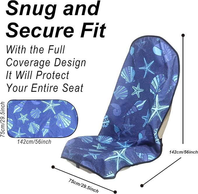 Car Seat Cover Protector Front Seats,for Gym Workout,Running,Swimming,Beach and Hiking,Waterproof Sweat Towel Bucket Seat Covers for Cars SUV Trucks (Conch Shells Starfish, 2Pcs) - Image 3