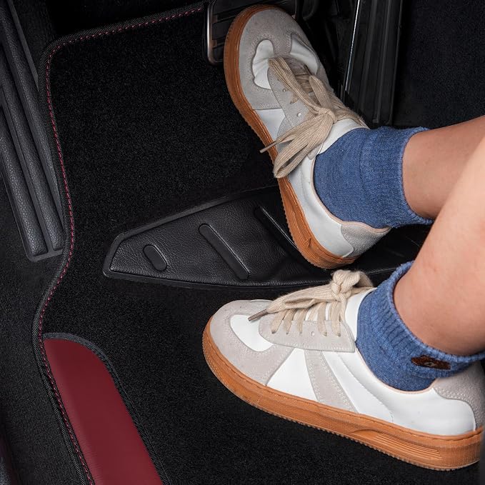 CAR PASS Waterproof Universal Fit Car Floor Mats, Car Mats Fit for SUV,Vans,sedans, Trucks,Set of 4pcs Car Carpet with Driver Heel Pad（Black and Burgundy） - Image 6