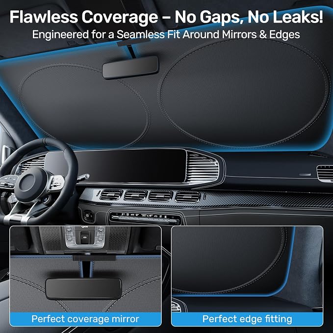 2026 Upgraded Zanch Windshield Sun Shade for Truck, SUV, Sedan, 64''x32'' | UV Protection & Heat Reduction, Light-Blocking, Heavy-Duty, Easy to Store&Setup, Keep Interiors Cool, Sun Shield for Parking - Image 5