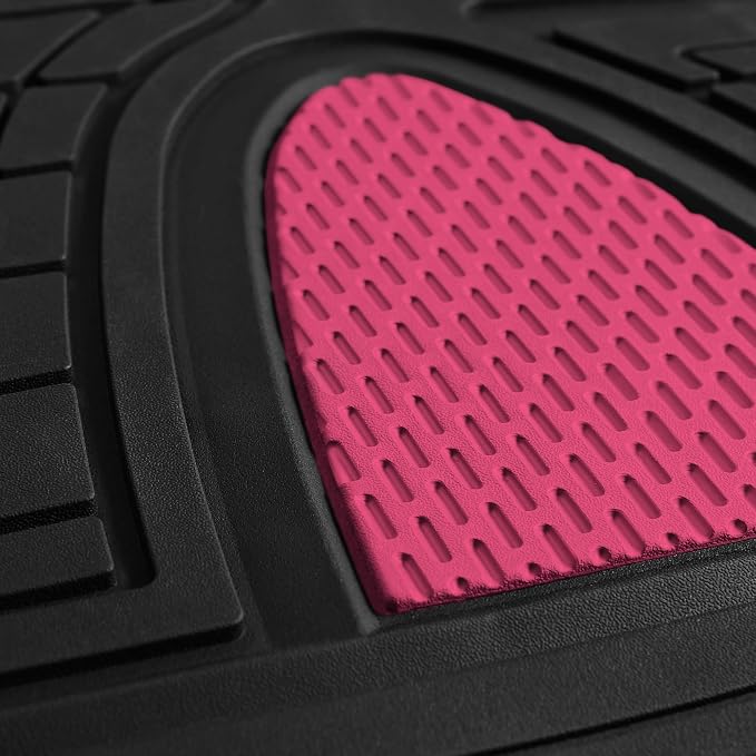 FH Group Automotive Floor Mats - Heavy-Duty Rubber Floor Mats for Cars, Universal Fit Full Set, Climaproof Floor Mats, Trimmable Floor Mats for Most Sedan, SUV, Truck Floor Mats Pink - Image 6