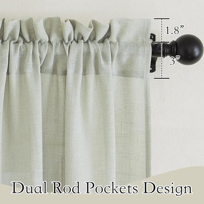 RYB HOME Thick Linen Curtains 102 inches Long for Living Room | Wrinkle Resistant, Semi Translucent, Vertical Boho, Linen Burlap, for Kids Room Home Office, Sage Green, W52 x L102, 2 Panels - Image 2
