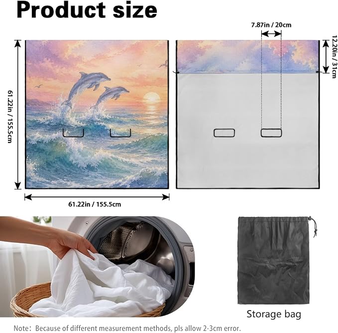 Dolphin Sea Wave Sunset Print Waterproof Rear Split Bench Seat Covers for Rear Seat Cover Only, Sports Car Seat Covers, Spill Resistant Back Seat Cover for Gym Running Swimming - Image 7