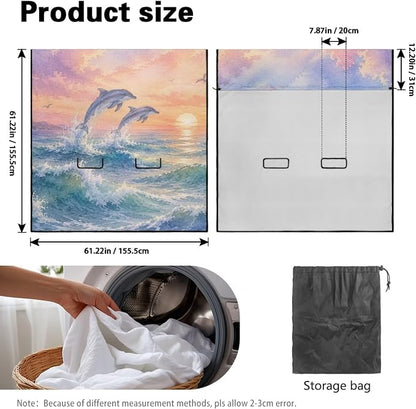 Dolphin Sea Wave Sunset Print Waterproof Rear Split Bench Seat Covers for Rear Seat Cover Only, Sports Car Seat Covers, Spill Resistant Back Seat Cover for Gym Running Swimming - Image 7