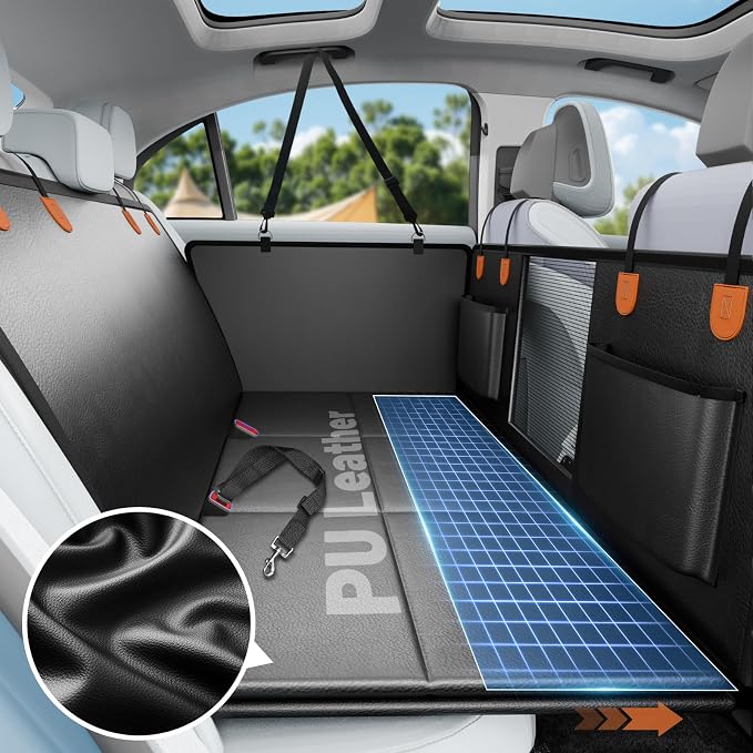 Dog Car Seat Cover for Back Seat, PU Back Seat Extender For Cars SUV | Hold 400lbs,Waterproof,Anti-Scratching,Safety Non-Slip,600D Oxford,Mesh Window,Storage Pocket - Image 9
