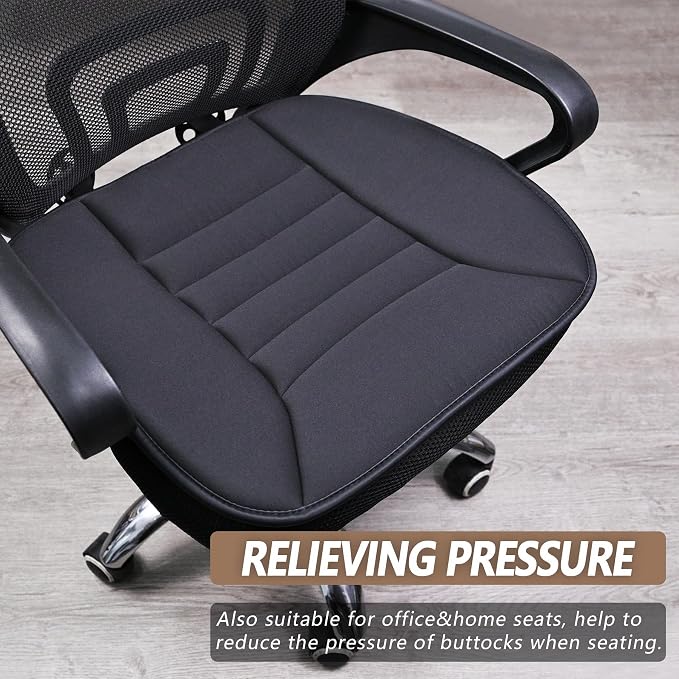 MYFAMIREA Car Seat Cushion Pad 1.2" Thick Comfort Seat Protector for Car Driver Seat Office Chair Home Use Memory Foam Seat Cushion with Non Slip Bottom, 20'' x 18.5'', Dark Gray - Image 6