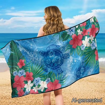 Sea Turtle Flower Car Towel Seat Cover Comfort Soft Car Seat Towel Cover Breathable Cars Accessories with Storage Bag Universal Fit for Car SUV Van - Image 4