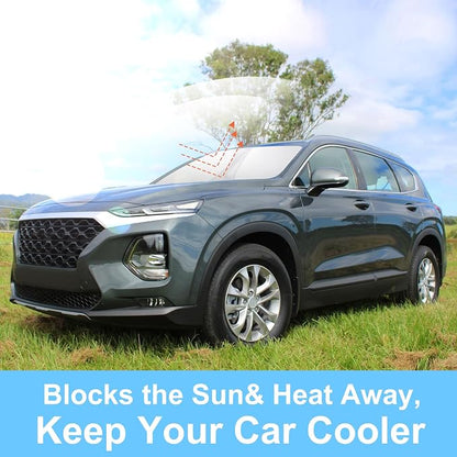 Front Windshield Sun Shade Foldable Car Front Window Sun Shade Windshield Shade Custom Fit for 2019-2023 Hyundai Santa Fe SE SEL SEL Plus Block UV Rays Heat Keep Cooler - Image 4