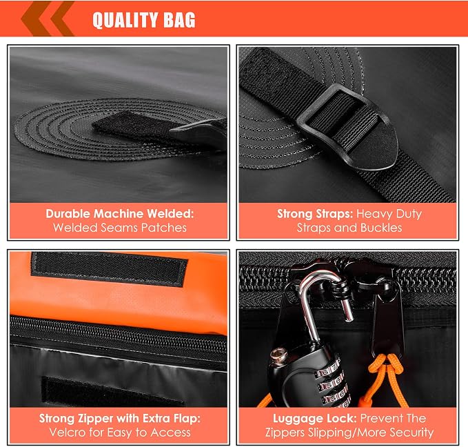 Hitch Mount Cargo Carrier Bag 100% Waterproof 19.7 Cubic Feet Luggage Rack | Soft Shell Luggage Bag,Include 8 Reinforced Straps,Combination Lock,for All Vehicle with Steel Trailer Cargo Carrier Basket - Image 4