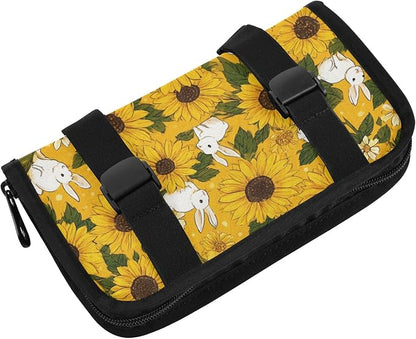 Car Tissue Holder Car Napkin Holder Car Tissue Box Dispenser Storage Case Sun Visor Mask Holder with Adjustable Straps Reusable Refillable Autumn Sunflower and Cute Rabbit - Image 2