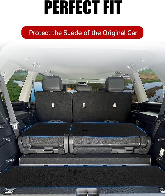 Cargo Liner Compatible with 2023-2025 2026 Toyota Sequoia Trunk Mat Cargo Mat Back Seat Cover Protector (Backrest Mats+Trunk Mat) - Image 2