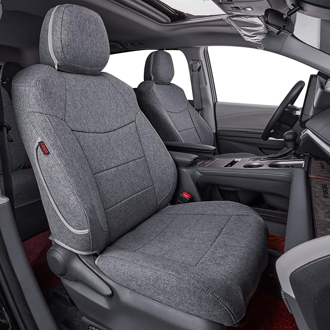 Sienna Seat Covers Custom Fit for 2021-2024 2025 Toyota Sienna Limited,Platinum,7-Seater,2nd Row Captain Seats W/Leg Rest,Full Coverage Polyester Seat Protector(Full Set,Gray) by Coverdream