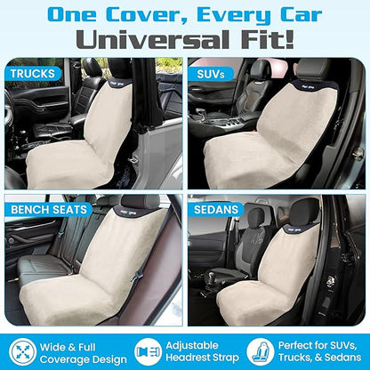 Happeseat Waterproof Car Seat Cover & Protector, Sand | Universal Fit, Car Seat Towel Cover, Slip Resistant Backing, Machine Washable, Fits Front & Back, Easy Install & Storage - Image 4
