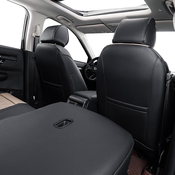 EKR Car Seat Covers for Honda CRV 2017-2022 Leatherette Full Set | Custom Fit for Honda CRV 2017 2018 2019 2020 2021 2022,Factory-Style Interior Upgrade,Full Wrap,Faux Leather(Red/Black) - Image 3