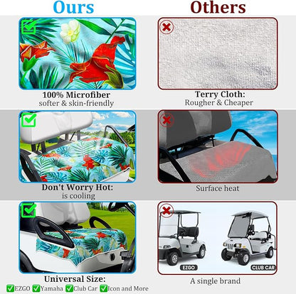 ENYORSE Golf Cart Seat Covers, Tropical Floral Seat Towel Blanket, Soft Breathable Microfiber, Keeps Seats Cool & Comfortable, 51”x31”, Fits 2 & 4 Passenger EZGO, Yamaha,Club Car Carts - Image 2