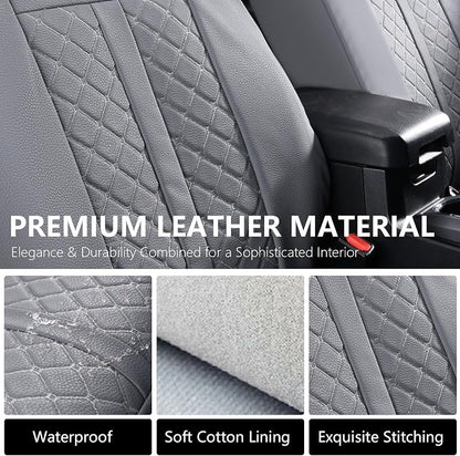 Truckiipa Tacoma Leather Seat Covers Front Pickup Truck Seat Covers Custom Fit for 2005-2015 Toyota Tacoma Double Crew Cab, Front Pair, Gray - Image 5