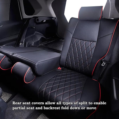 HKZ Customized Special seat Cover for Toyota Corolla (Black+Red, 2014-2019 Corolla L LE LE Eco XLE Sedan) - Image 3