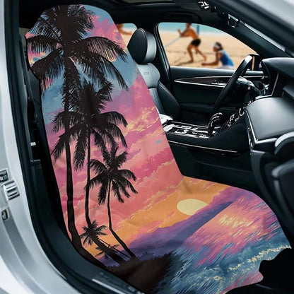Palm Trees Car Towel Seat Cover Breathable Car Seat Towel Cover with Storage Bag Cars Accessories Easy to Store Universal Fit for Most Vehicles - Image 2