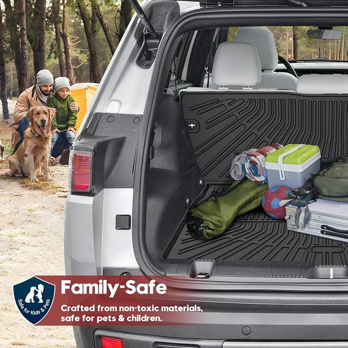 T TGBROS Floor Mats for Jeep Cherokee Hybrid 2026 (Not for Gas), All Weather Custom Fit TPE Floor Liner Set with Front Rear Mats Trunk Cargo Liner Backrest Mat Full Coverage 4PCS - Image 5