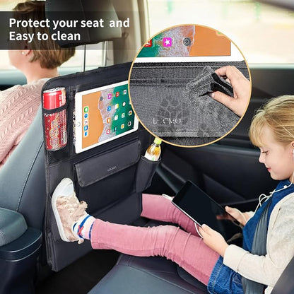 LUCMO Car Backseat Organizer with Touch Screen Tablet Holder, Black | 9 Storage Pockets,Clear Tablet Holder,Protectors Kick Mats,Travel Accessories,Seat Cover,Road Trip Essentials - Image 3