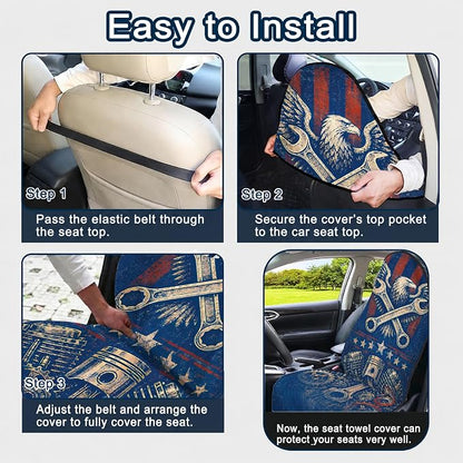 Car Seat Towel Cover for Front Seats, 1Pc Sweat Absorbent Car Seat Protector with Non-Slip Backing, Waterproof Towel Car Seat Covers for Runners, Gym, Swimming, Beach, Pets, Eagle Gear - Image 9