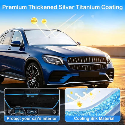 Windshield Sun Shade Umbrella, Foldable Car Windshield Sun Shade Cover, 56" x 31" UV & Heat Insulation Car Sun Shade, Universal Fit for Sedans, SUVs & Trucks - Image 6