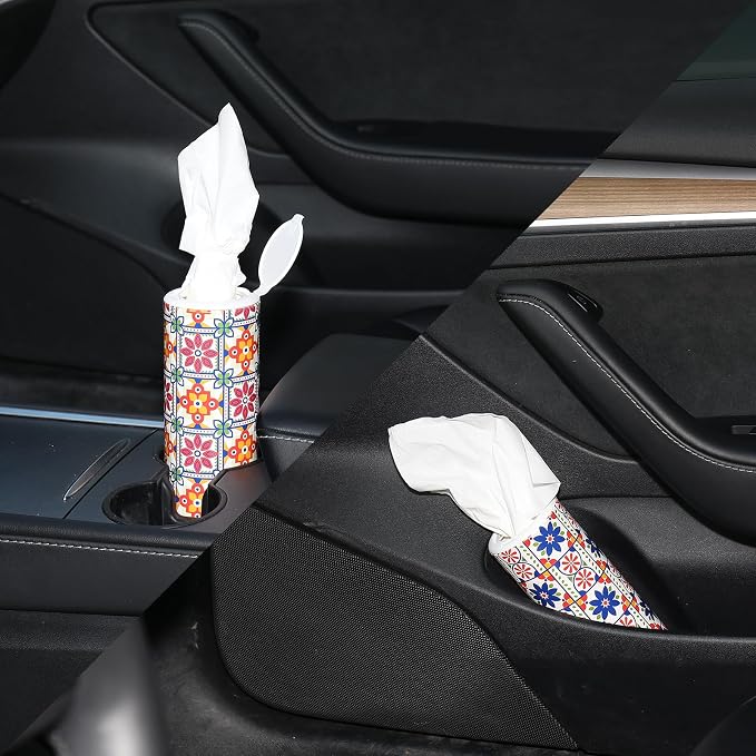 Modern Car Tissues Cylinder 4 Packs (4 Canisters/200 Tissues) - Plastic, Ct-3 - Image 3